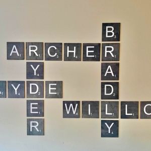 Scrabble names wall design